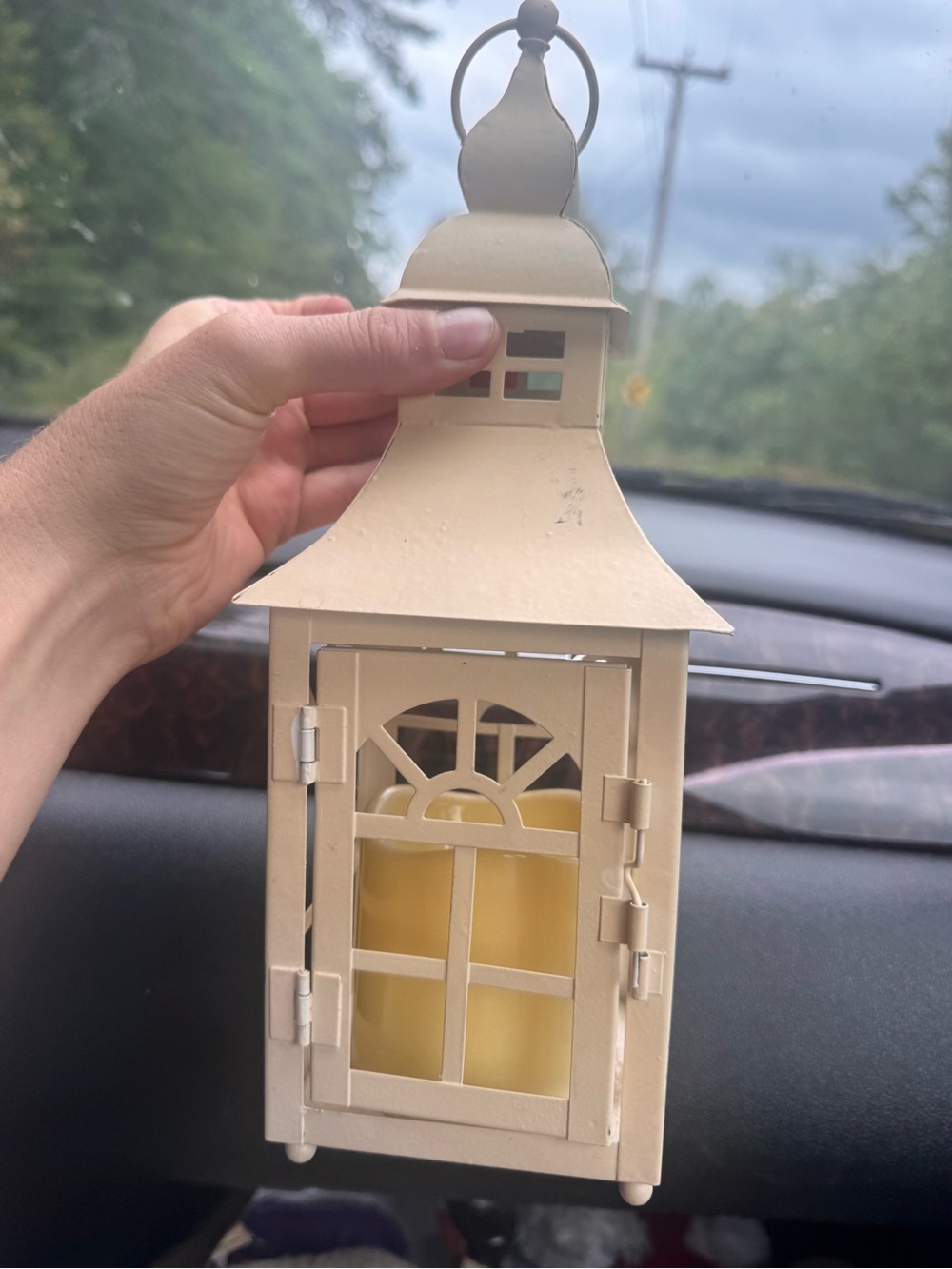 Farmhouse Vintage Style Metal Lantern Candle Holder w/ Flameless Candle Cottage - Picture 4 of 4